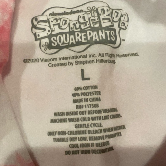 SpongeBob SquarePants Juniors Pink Cloud Tie-Dyed Cropped Sweatshirt Size Large - Picture 11 of 15